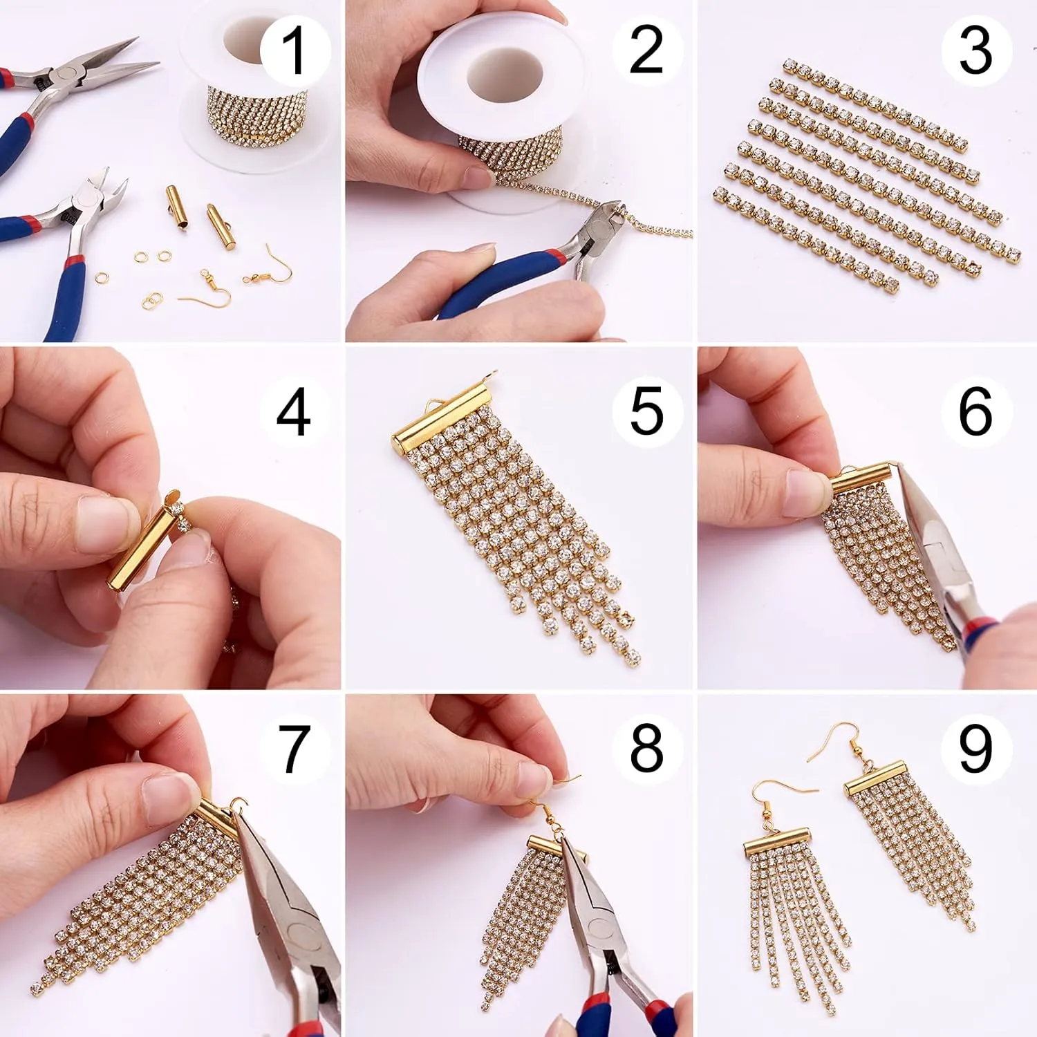 Craftdady 200pcs 4 Colors Slide On End Clasps Tubes 5 Sizes Brass Slider End Caps with Lobster Claw Clasps Twisted Extender Chains Jump Rings for Jewelry Craft Making 10mm/ 13mm/ 16mm/ 20mm/ 25mm