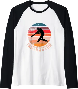 Cricket Instructor Vintage Retro Style Personal Trainer Raglan Baseball Tee