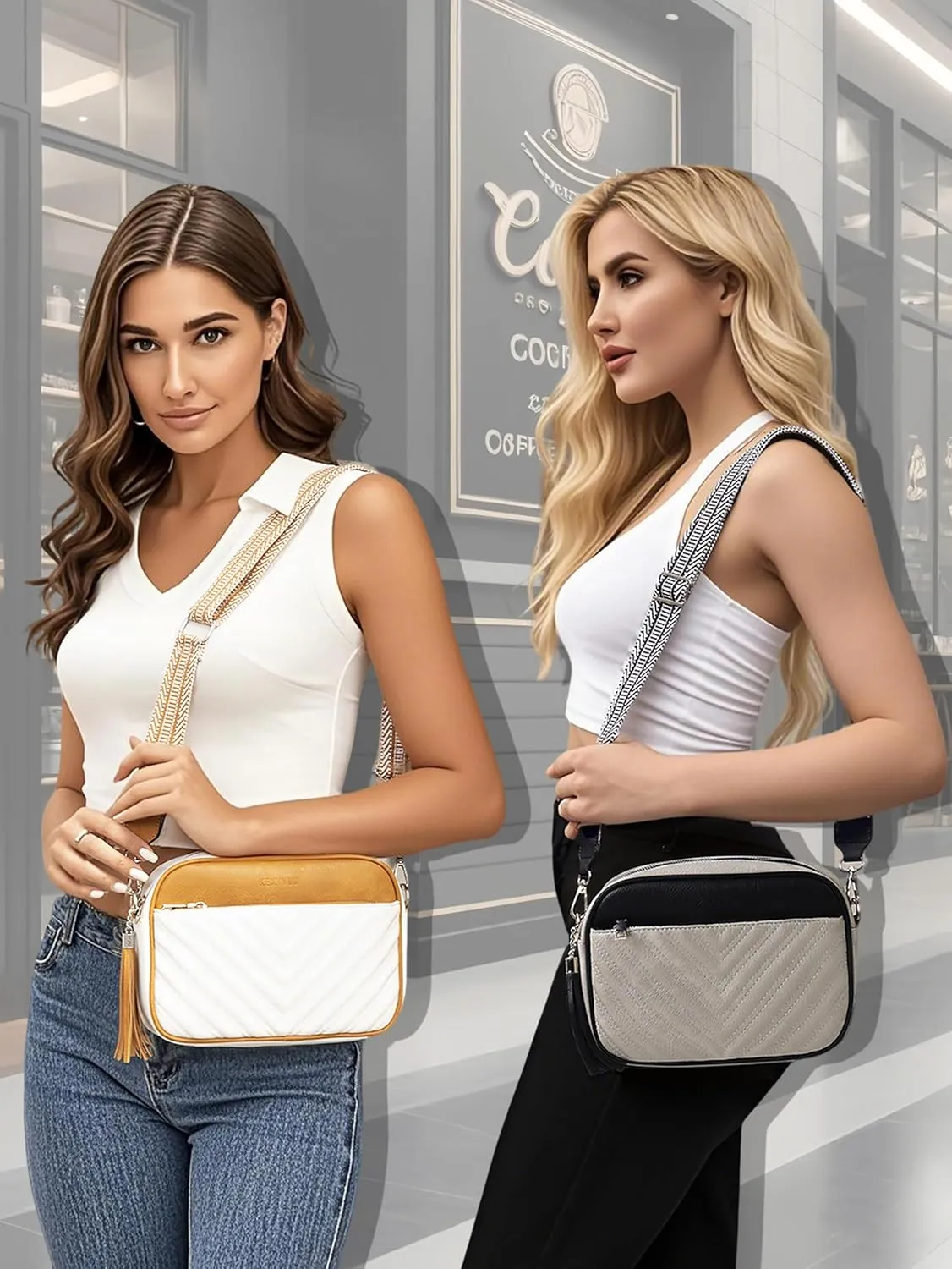 Crossbody Bags for Women Soft Leather Crossbody Purses Small Shoulder Handbags with Two Adjustable Straps