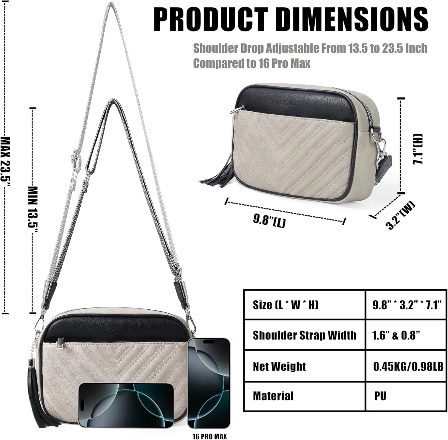 Crossbody Bags for Women Soft Leather Crossbody Purses Small Shoulder Handbags with Two Adjustable Straps