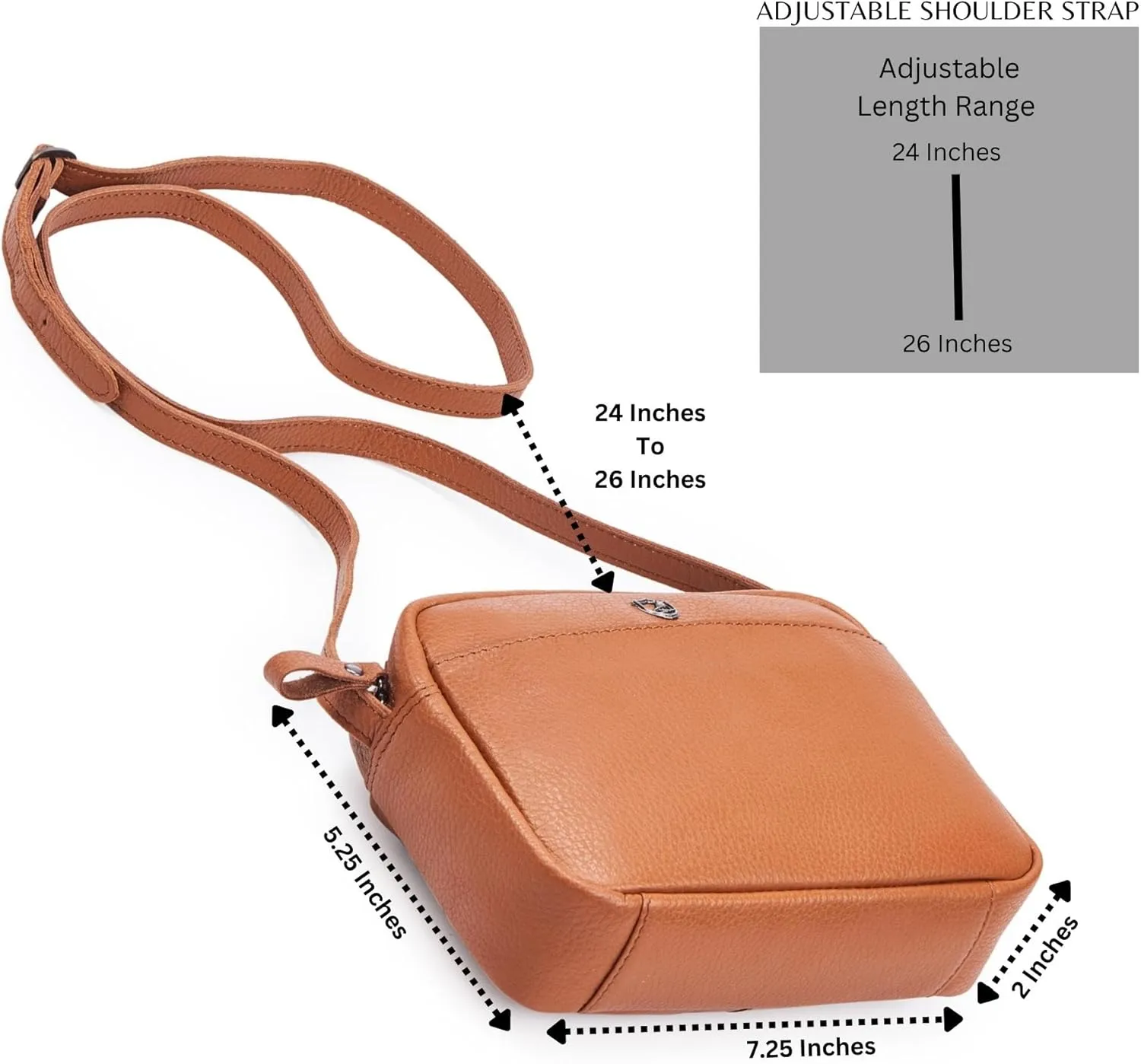 Crossbody Sling Bag for Women Trendy Real Leather Purse Mini Soft Pebbled Crossover with Card Case