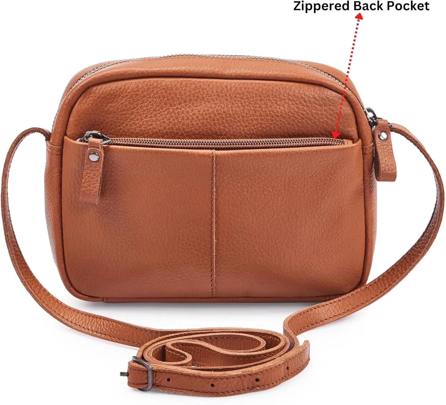 Crossbody Sling Bag for Women Trendy Real Leather Purse Mini Soft Pebbled Crossover with Card Case