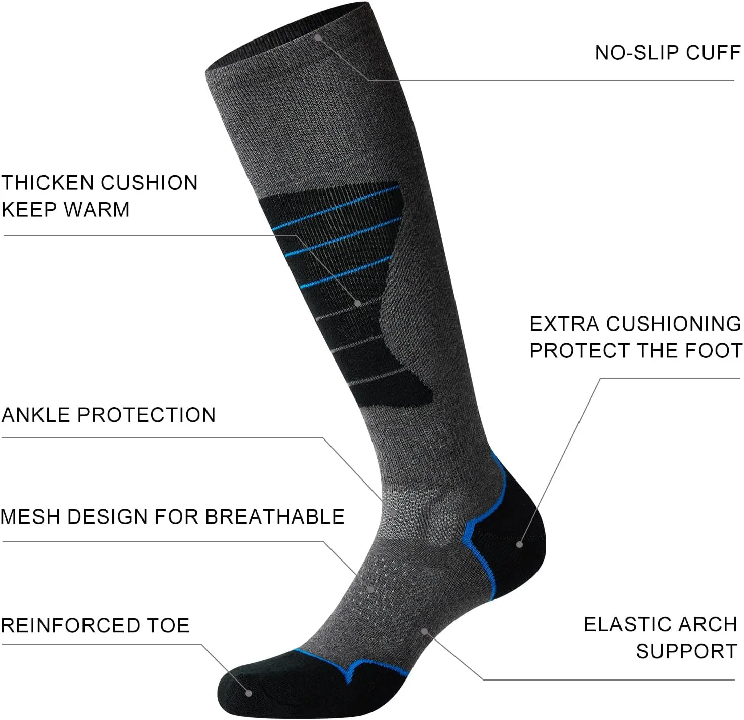 CS CELERSPORT 2/3/4 Pack Ski Socks for Men and Women Skiing, Snowboarding, Winter Performance Socks