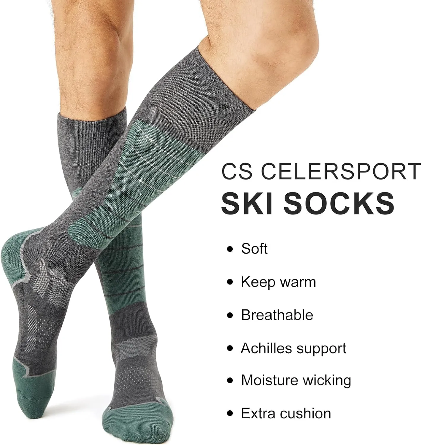 CS CELERSPORT 2/3/4 Pack Ski Socks for Men and Women Skiing, Snowboarding, Winter Performance Socks