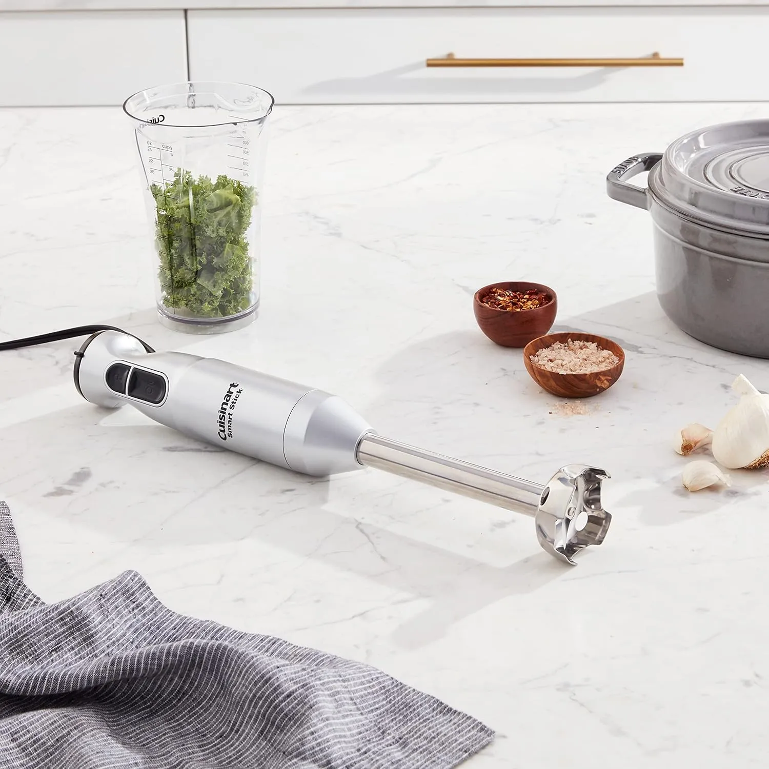 Cuisinart Hand Blender, Smart Stick 2-Speed Hand Blender- Powerful & Easy to Use Stick Immersion Blender-for-Shakes, Smoothies, Puree, Baby Food, Soups & Sauces, Silver, CSB-175SVP1