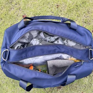 Customized Large Capacity Travel Duffle Bag with Embroidery Name,Wet Dry Pockets & Shoe Compartment,Ideal for Weekend Getaways,Long Trips,Groomsman,Bridesmaid (Navy blue)