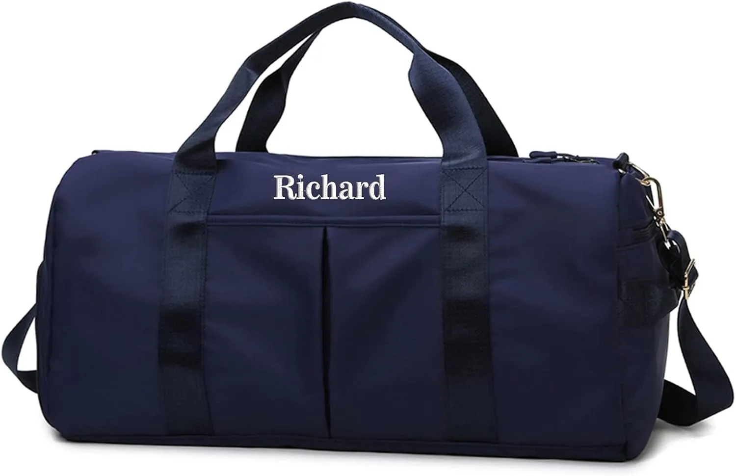 Customized Large Capacity Travel Duffle Bag with Embroidery Name,Wet Dry Pockets & Shoe Compartment,Ideal for Weekend Getaways,Long Trips,Groomsman,Bridesmaid (Navy blue)
