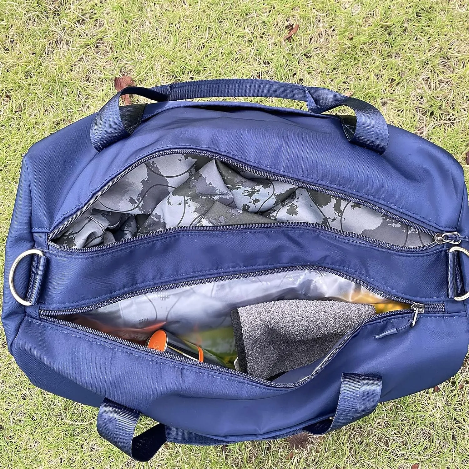 Customized Large Capacity Travel Duffle Bag with Embroidery Name,Wet Dry Pockets & Shoe Compartment,Ideal for Weekend Getaways,Long Trips,Groomsman,Bridesmaid (Navy blue)