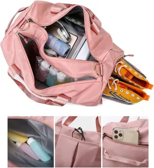 Customized Large Capacity Travel Duffle Bag with Embroidery Name,Wet Dry Pockets & Shoe Compartment,Ideal for Weekend Getaways,Long Trips,Groomsman,Bridesmaid (Pink)