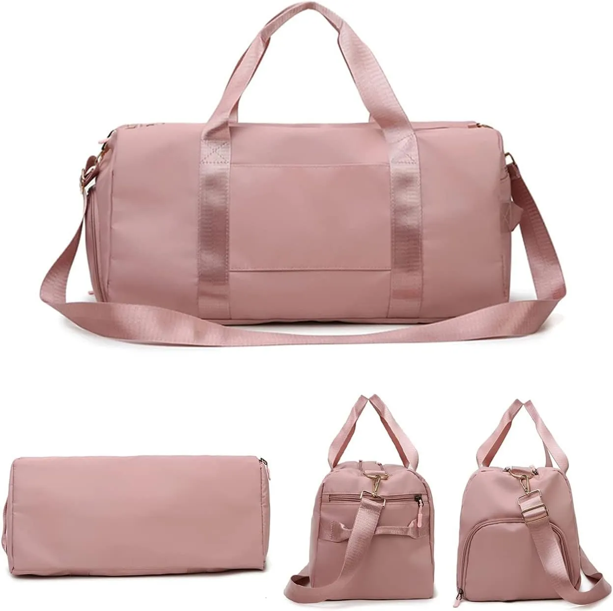 Customized Large Capacity Travel Duffle Bag with Embroidery Name,Wet Dry Pockets & Shoe Compartment,Ideal for Weekend Getaways,Long Trips,Groomsman,Bridesmaid (Pink)