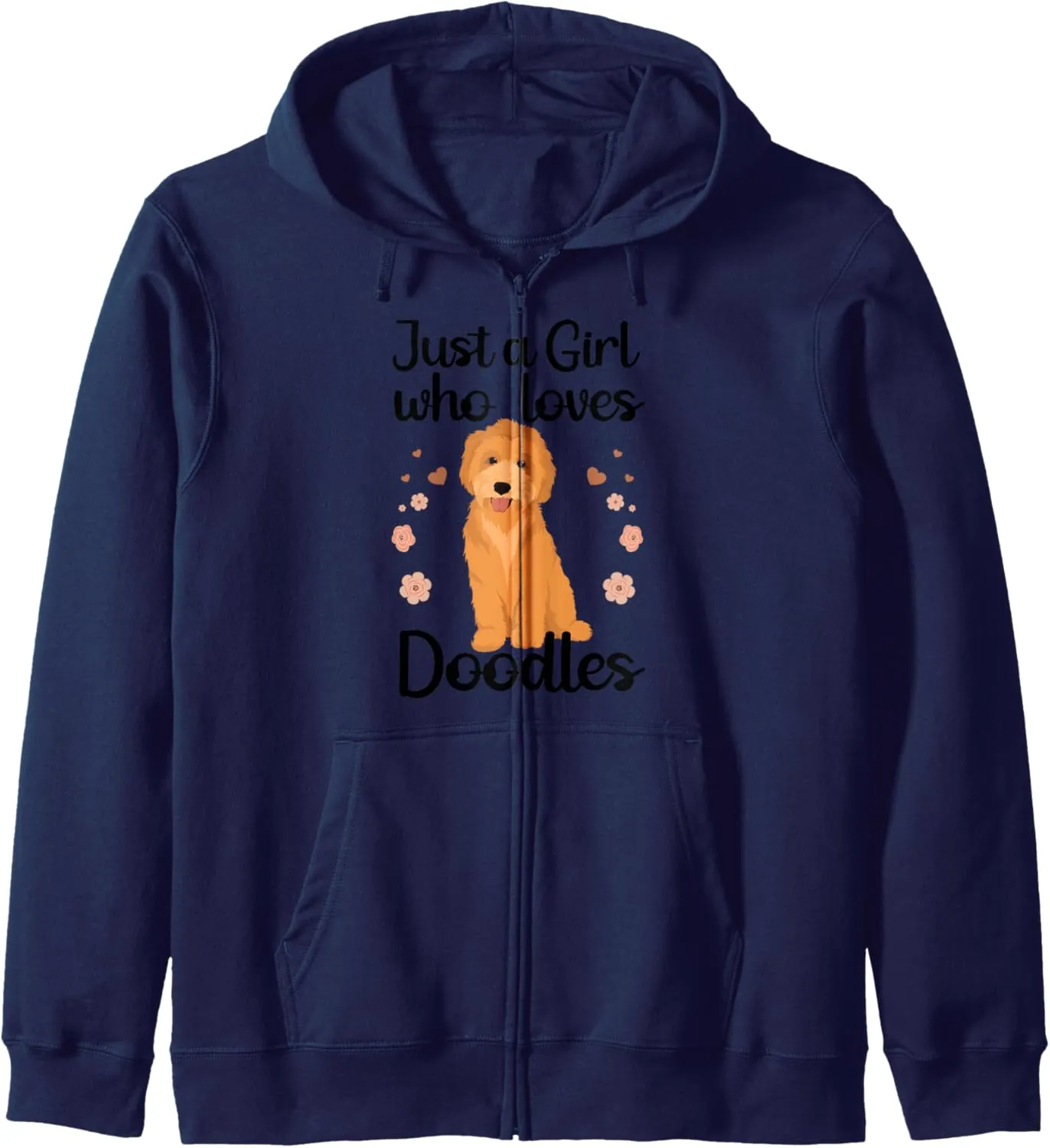 Cute Doodle Art For Women Girls Mom Golden Doodle Dog Lovers Zip Hoodie