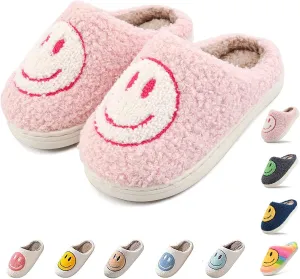 Cute Smile Face Kids' Plush Happy Face Slippers - Non-Slip, Warm, Indoor/Outdoor