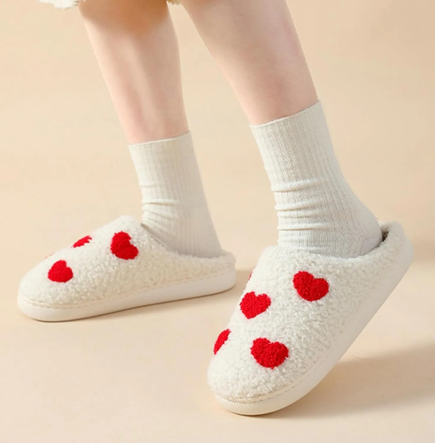 Cute Strawberry Pattern Women's Bedroom Slippers - Warm, Soft, Fuzzy, Non-Slip