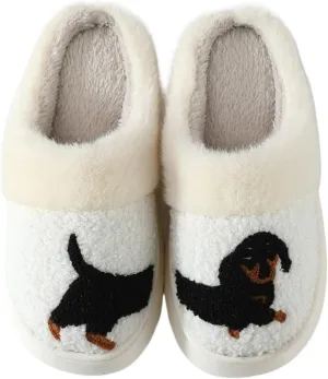 Dachshund Dog Slippers for Women Men Cute Fluffy Fuzzy Plush Funny Indoor Outdoor Warm Soft Indoor Outdoor Non-slip