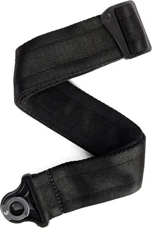 D'Addario Auto Lock Guitar Strap - Acoustic & Electric Accessories - Easy to Use Locking Straps - Uses Existing Buttons - Nylon - Black