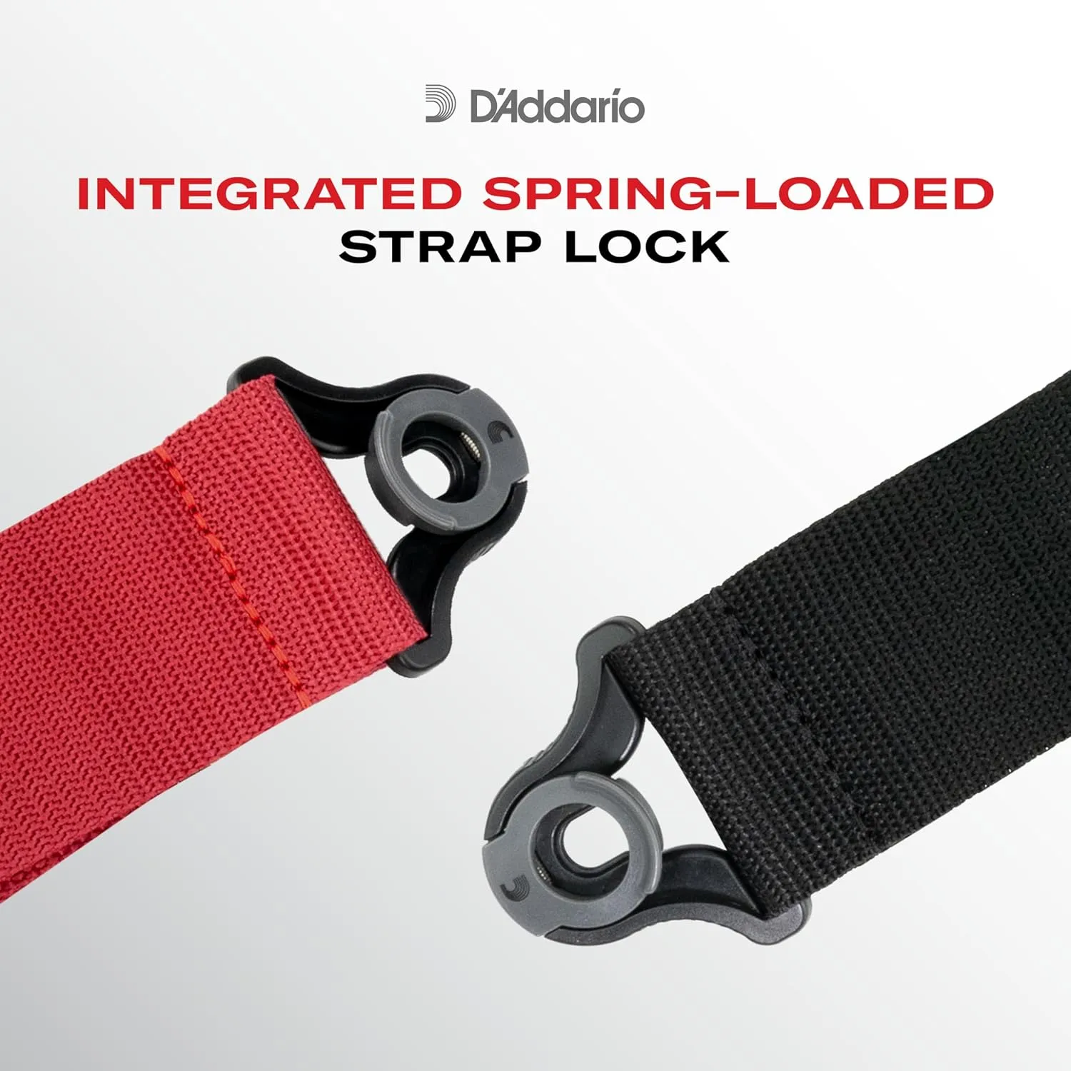 D'Addario Auto Lock Guitar Strap - Acoustic & Electric Accessories - Easy to Use Locking Straps - Uses Existing Buttons - Nylon - Black