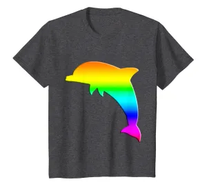 Dauphin Silhouette Watercolor Tee Cool Rainbow T-Shirt
