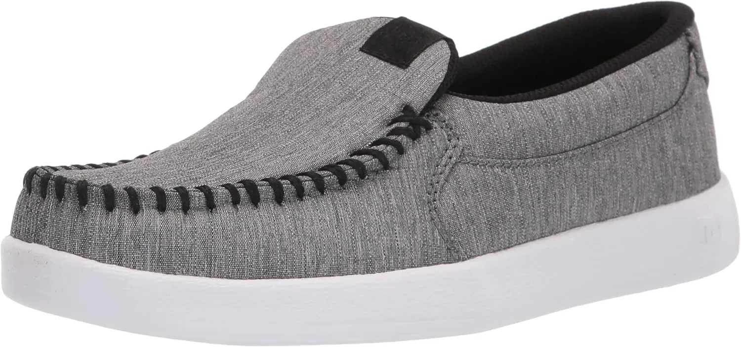 DC Men's Villain 2 Casual Slip On Skate Shoe Slipper, Black/Heather Grey, 8.5