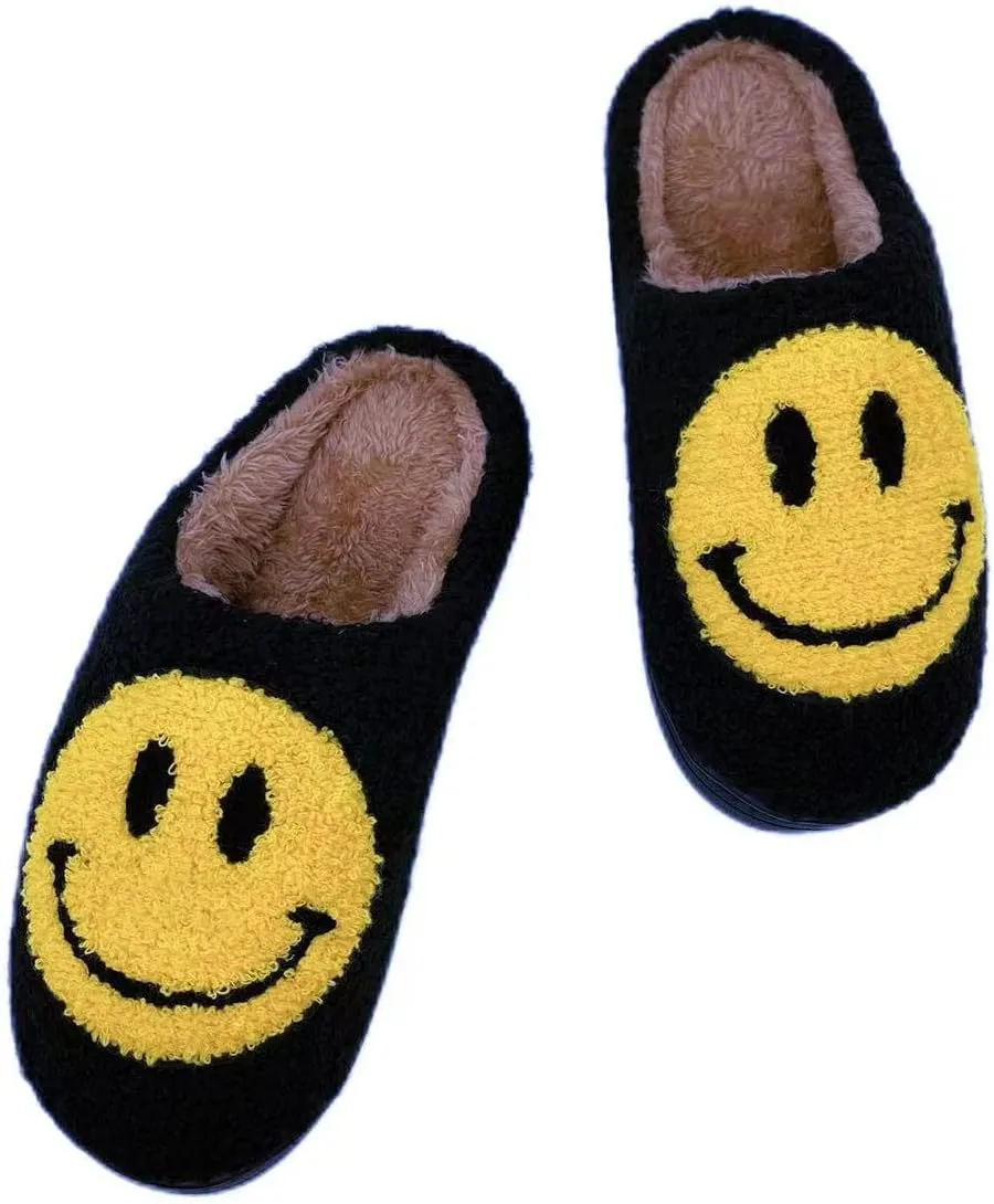 DCLTD Smile Face Slipper Women Slide Kids Fuzzy Slides with Soft Memory Foam Comfort Cotton Slip on Warm Slipper Anti-Slip Soft Sole Slippers for Kids Women Slip-in Men