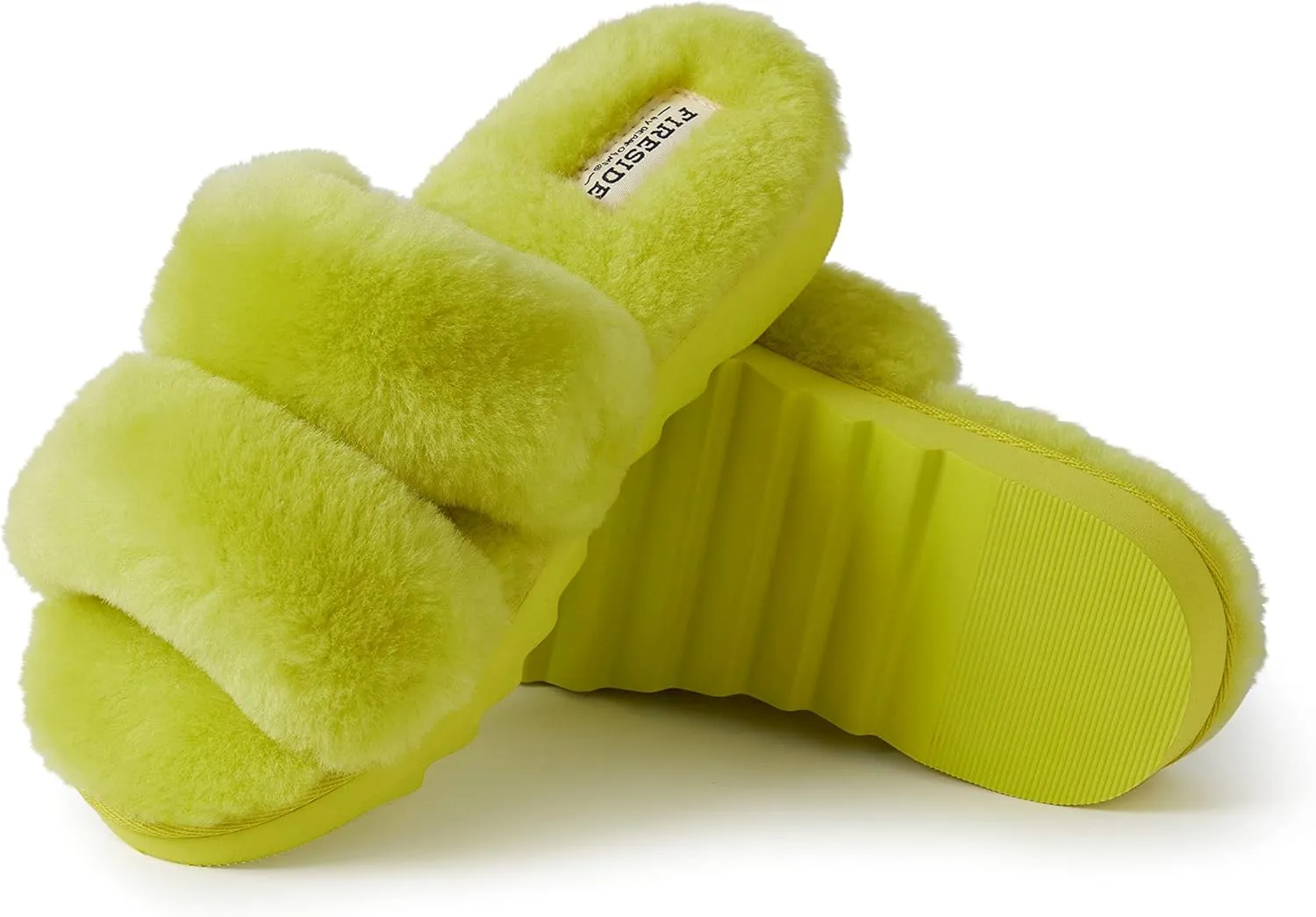 Dearfoams Women's Fireside Benalla All Over Shearling Double Band Easy On/Off Slide Slipper