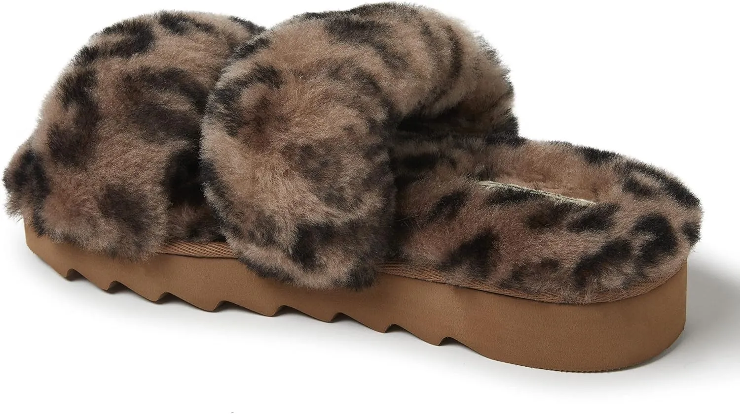 Dearfoams Women's Fireside Benalla All Over Shearling Double Band Easy On/Off Slide Slipper