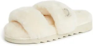 Dearfoams Women's Fireside Benalla All Over Shearling Double Band Easy On/Off Slide Slipper