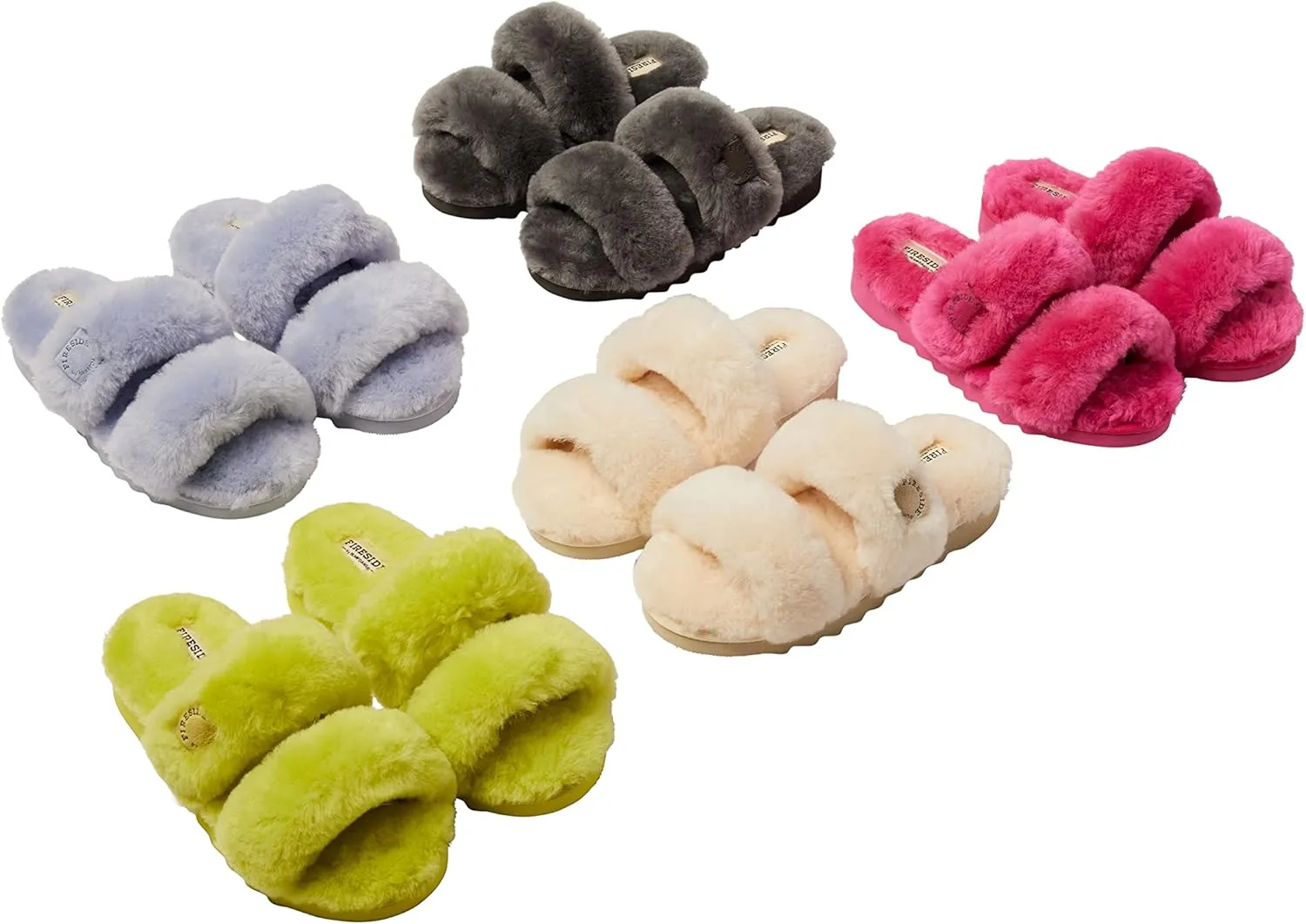 Dearfoams Women's Fireside Benalla All Over Shearling Double Band Easy On/Off Slide Slipper