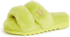 Dearfoams Women's Fireside Benalla All Over Shearling Double Band Easy On/Off Slide Slipper