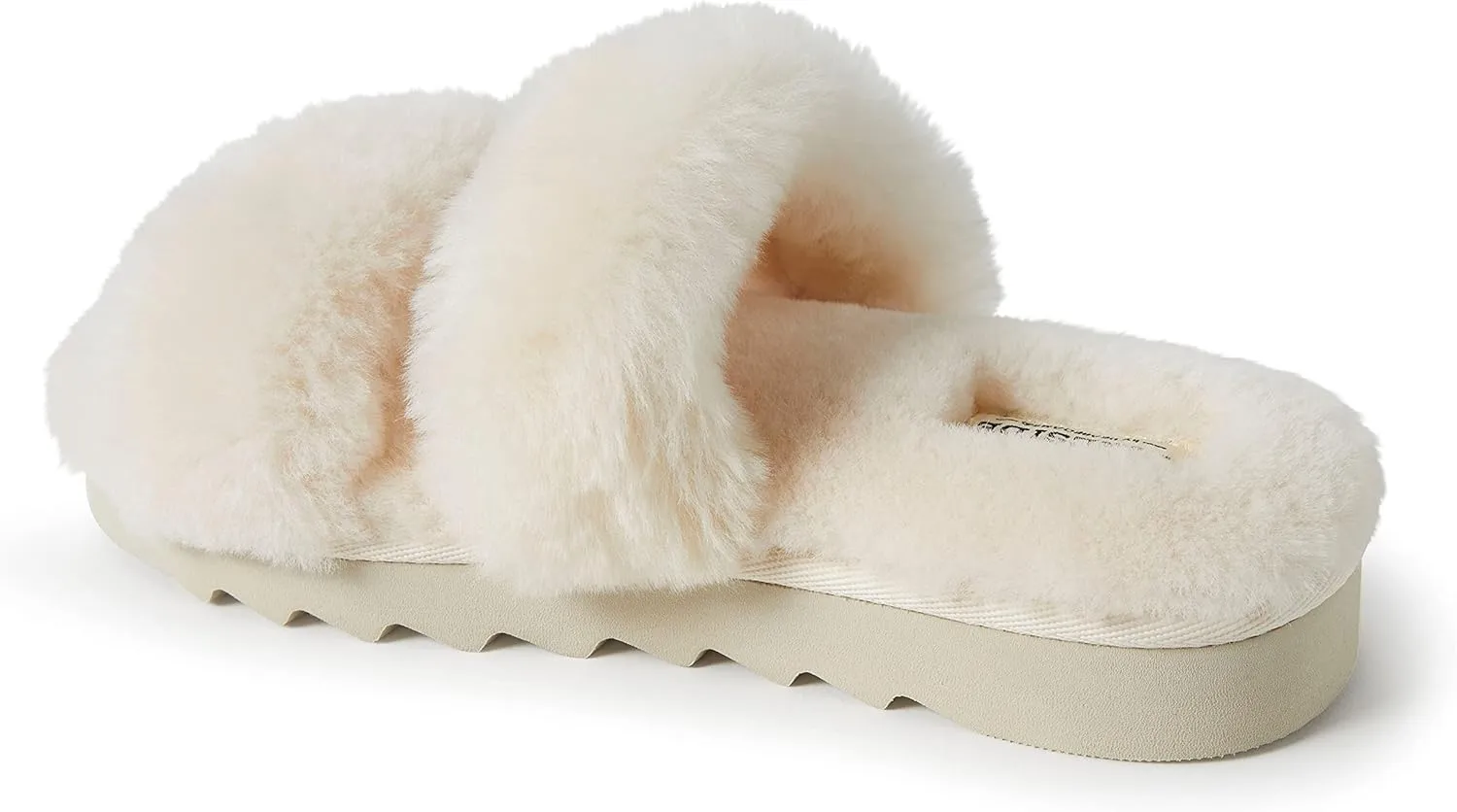 Dearfoams Women's Fireside Benalla All Over Shearling Double Band Easy On/Off Slide Slipper