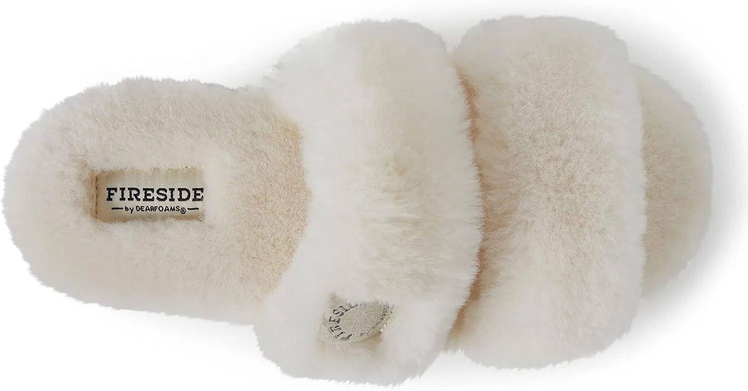 Dearfoams Women's Fireside Benalla All Over Shearling Double Band Easy On/Off Slide Slipper