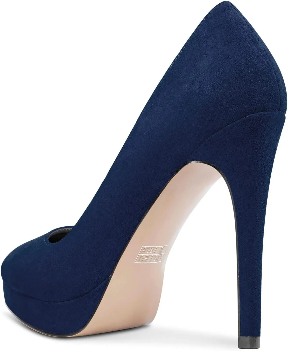 DearOnly Womens Platform Pumps Round Closed Toe Slip On Stiletto High Heel Suede Dress Shoes Bridal Wedding Office 5 Inch