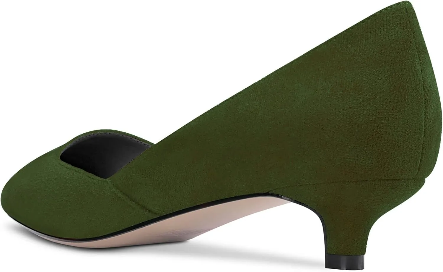 DearOnly Womens Pumps Pointed Toe d-Orsay Low Kitten Heel Slip On Suede Dress Shoes Office 1.5 Inch