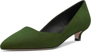 DearOnly Womens Pumps Pointed Toe d-Orsay Low Kitten Heel Slip On Suede Dress Shoes Office 1.5 Inch
