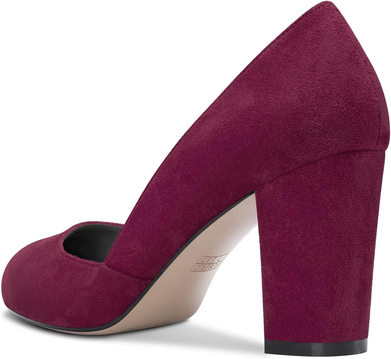 DearOnly Womens Pumps Round Closed Toe Block Chunky High Heel Slip On Suede Dress Shoes Shopping Office Cute 3 Inch
