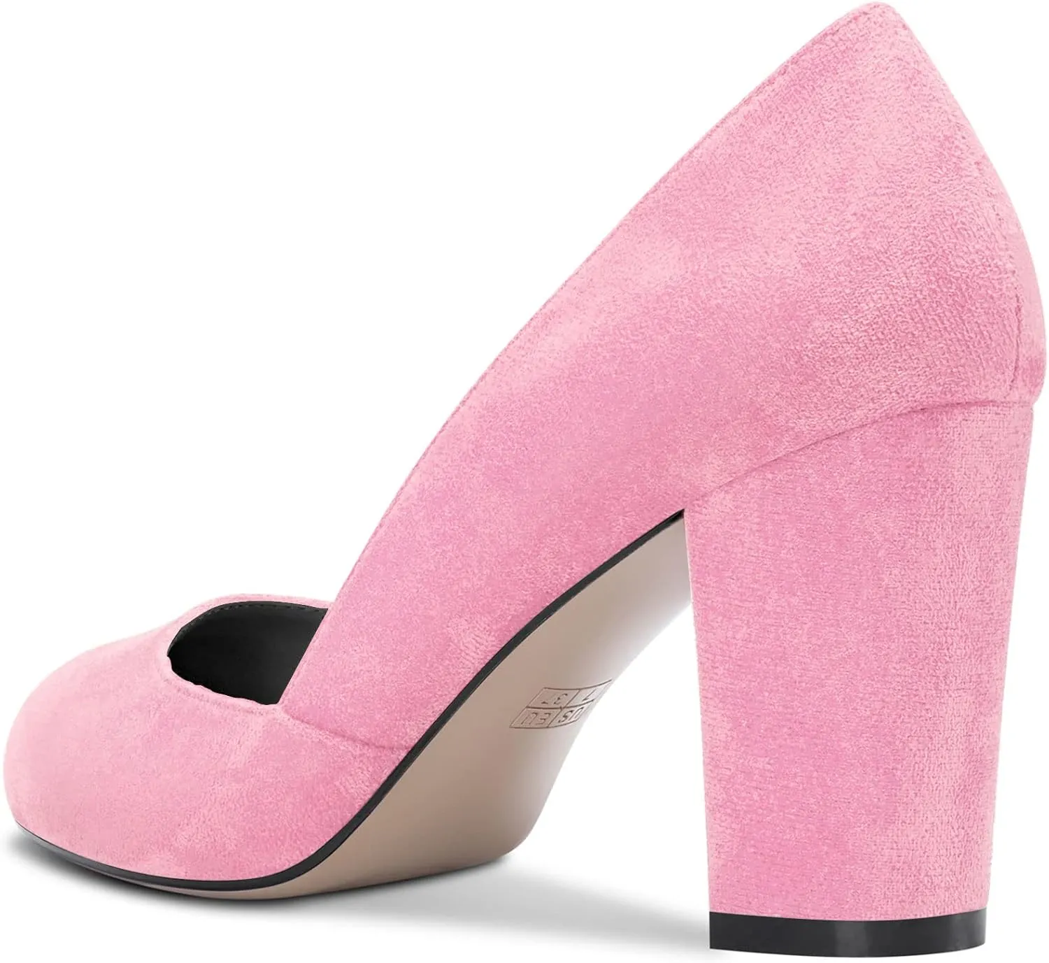 DearOnly Womens Pumps Round Closed Toe Block Chunky High Heel Slip On Suede Dress Shoes Shopping Office Cute 3 Inch