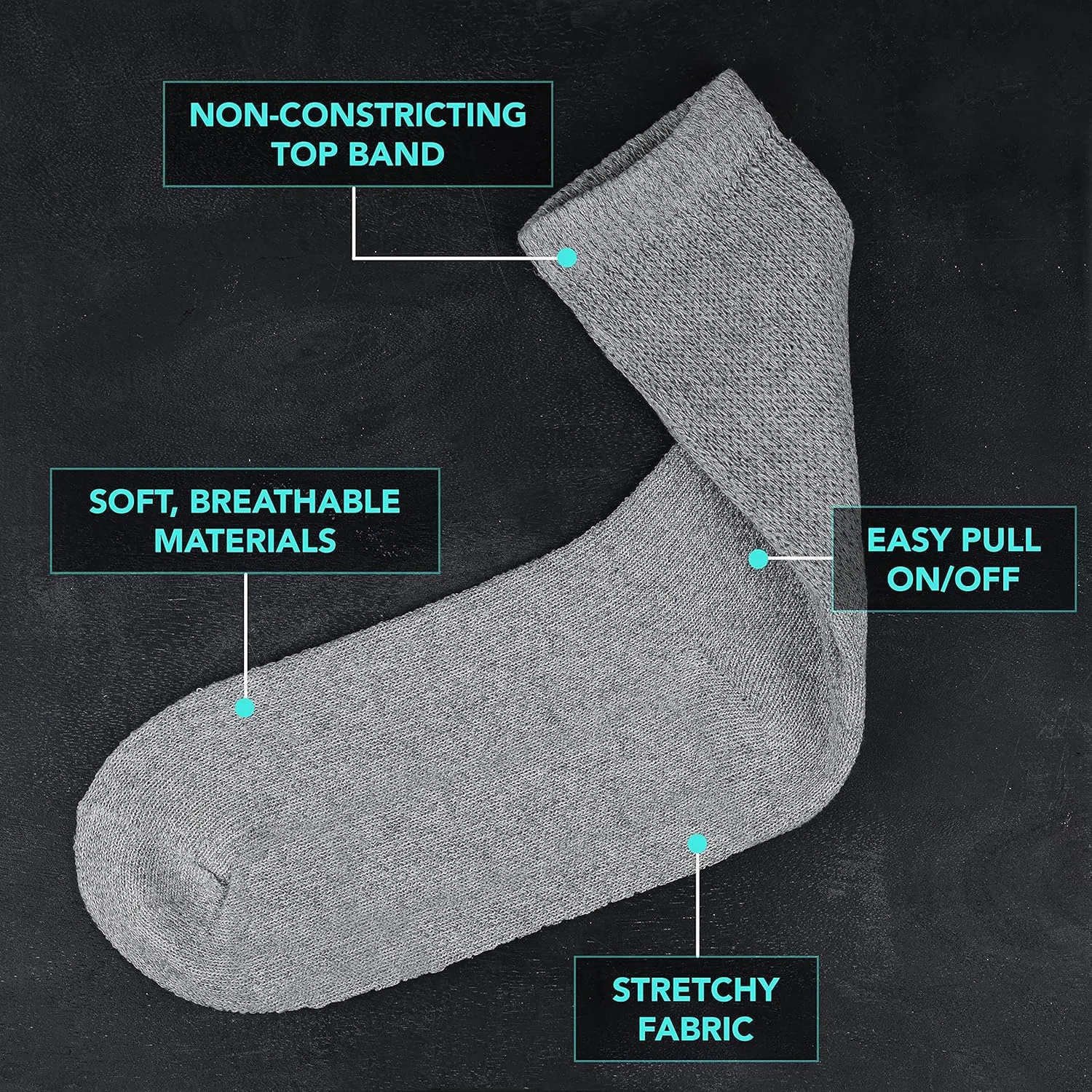 Debra Weitzner Diabetic Ankle Crew Socks Mens Womens Non-binding Socks Loose Fit 12 Pairs