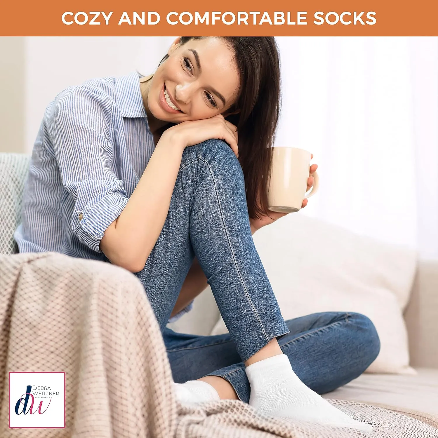 Debra Weitzner Diabetic Ankle Crew Socks Mens Womens Non-binding Socks Loose Fit 12 Pairs