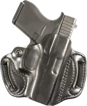 DeSantis Mini Slide Holster - OWB Gun Holster, Belt Slide Leather Holster for Pistols, Tight Fitting, Quick Draw for Men and Women, Fits Glock 43, 43X, 48 - Left Hand Draw, Black