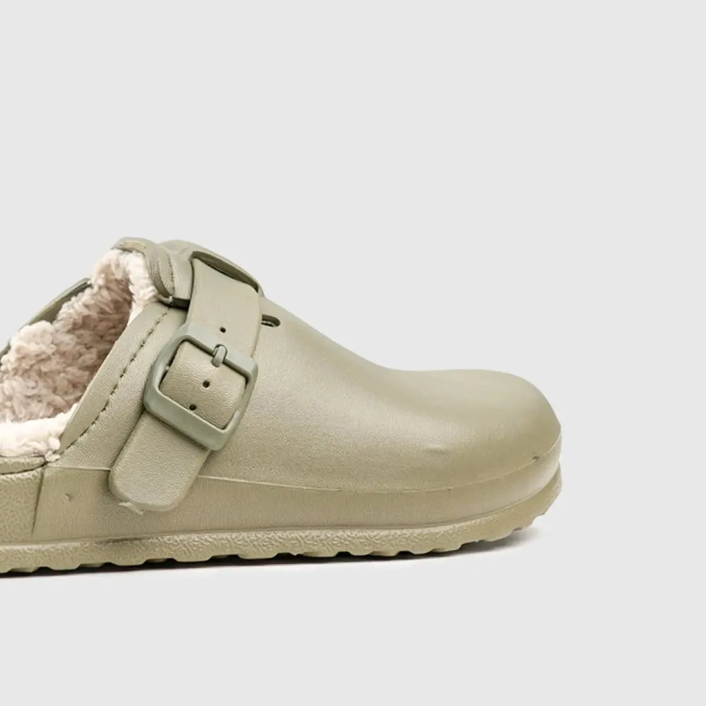 Desi Fur Shoes in Khaki