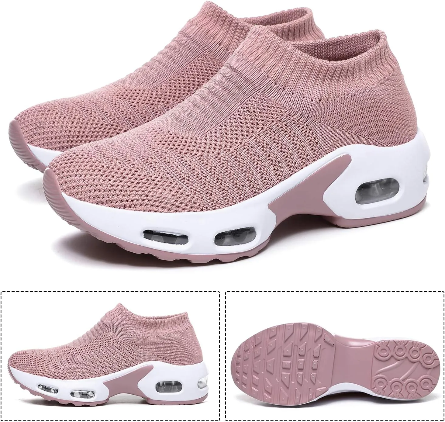 DimaiGlobal Women's Walking Shoes Sock Sneakers Slip On Comfort Mesh Fashion Cushion Lady Girls Modern Jazz Dance Easy Shoes Wedge Platform Loafers