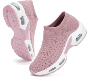 DimaiGlobal Women's Walking Shoes Sock Sneakers Slip On Comfort Mesh Fashion Cushion Lady Girls Modern Jazz Dance Easy Shoes Wedge Platform Loafers