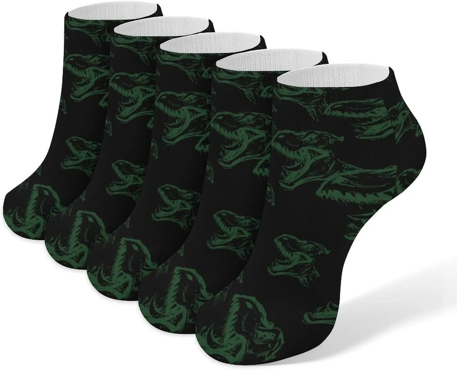Dinosaur Head Ankle No Show Socks Soft Loafer Socks Low Cut Non Slip Flat Sock 5 PC