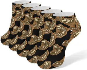 Dinosaur Skeletons Ankle No Show Socks Soft Loafer Socks Low Cut Non Slip Flat Sock 5 PC