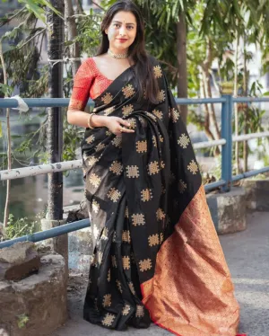 Dissemble Markdown Staggering Piece Blouse With Black Smart Saree Soft Silk