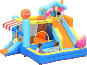 Doctor Dolphin Inflatable Bounce House for Kids Fun, Double Slide Jumping Inflatable Bouncer Blow Up Toddler Bouncy House for Kids with Blower Use for Indoor&Outdoor