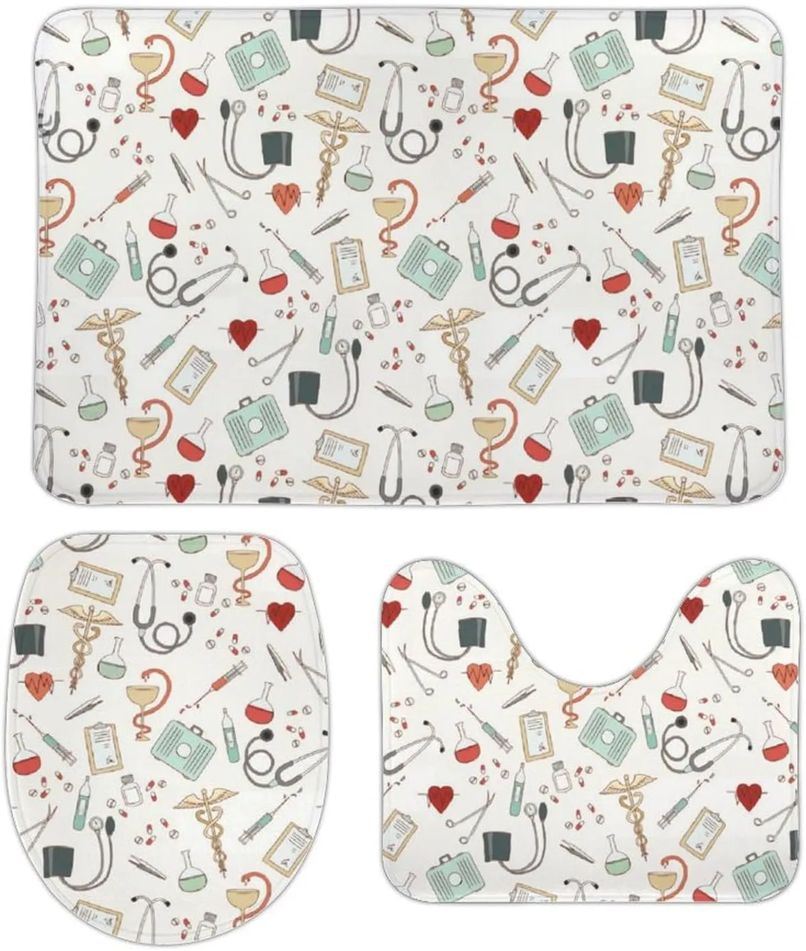 Doctor Nurse Easy to Clean Anti Slip and Non Absorbent Floor Mat Three Piece Set 19.7"x31.5"