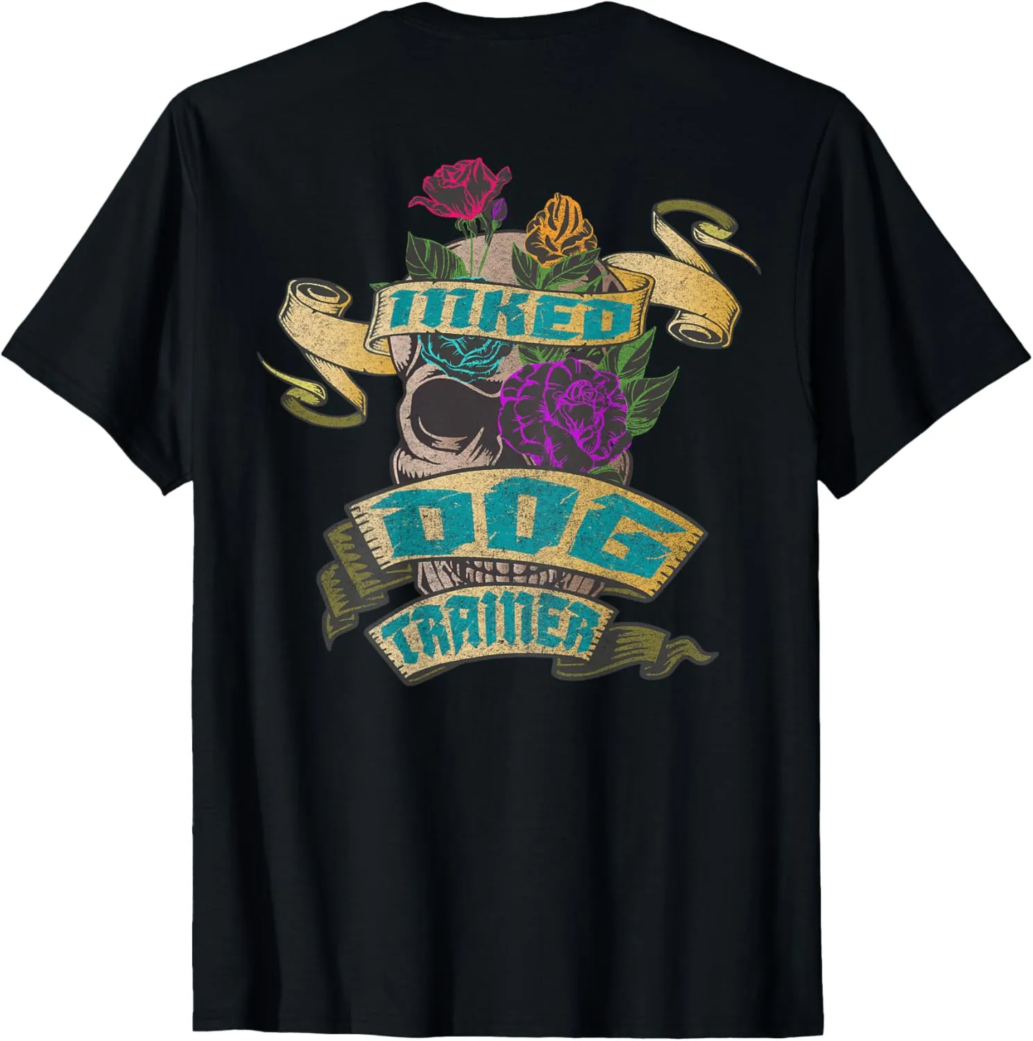 Dog Trainer Inked Skull Tattoo Backside Design T-Shirt