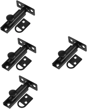DOITOOL 4pcs Invisible Door Latch Door Latches Reinforcement Sliding Door Front Security Slide Latch Lock Kit Inside Deadbolt Home Security Door Lock Privacy Gate Latch Pure Copper Black