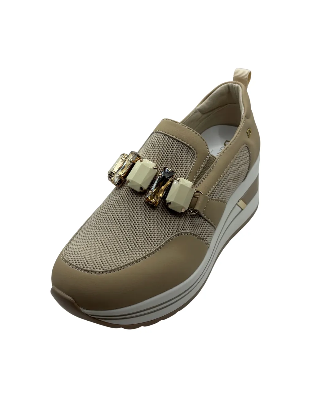 Donna Serena Beige Wedged Loafer
