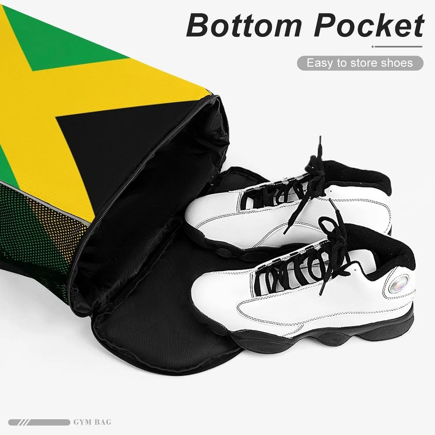 Drawstring Backpack Bag with Shoe Compartment Gym Sports Travel Dry And Wet Separation Light Jamaica Reggae(Jamaica)